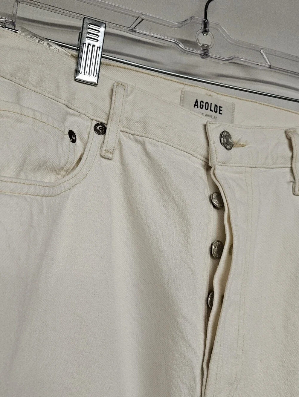 Agolde Jeans Women’s Size 30 Button  Fly Straight High Rise White Denim Jeans